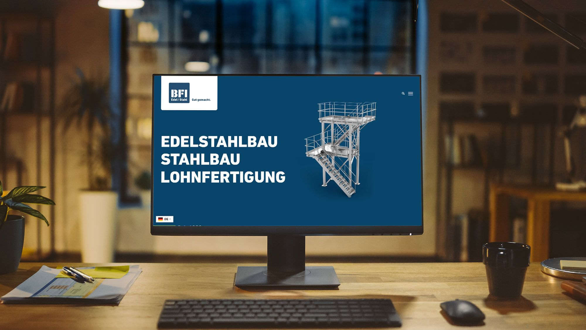 BFI Stahlbau, 3D Visualisierung, Edelstahlbau, Website