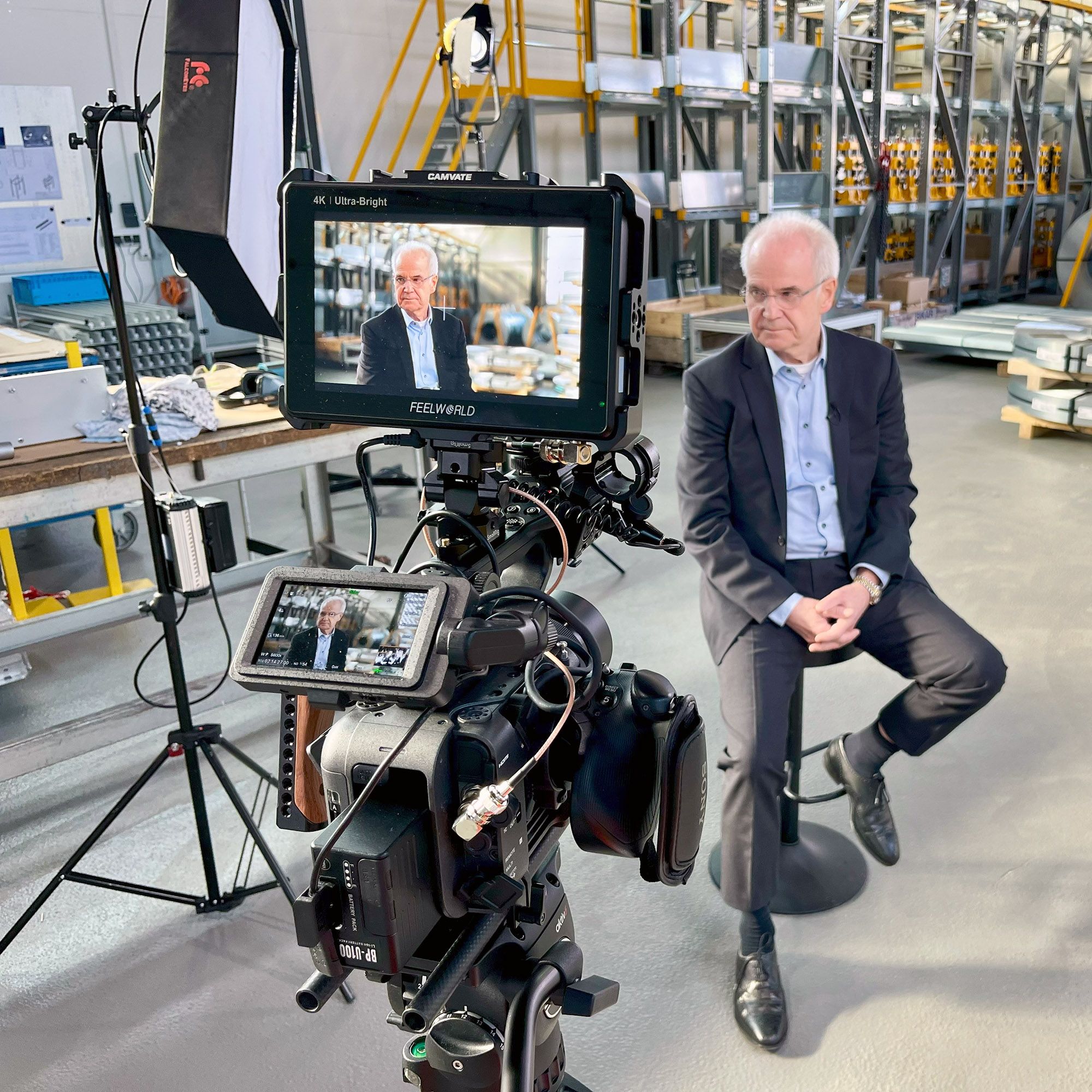 Dreharbeiten, Videoproduktion, Interview Schmale Logtec