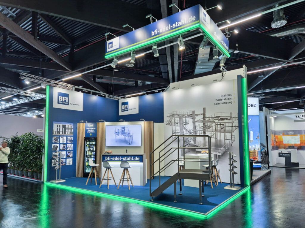 BFI Stahlbau, 3D Visualisierung auf Messewänden